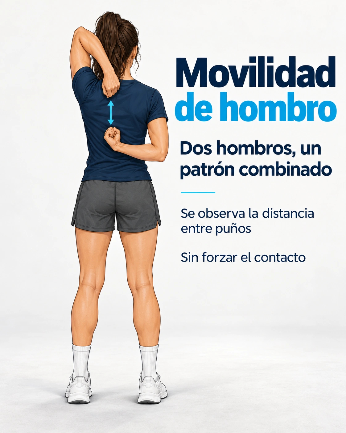 La prueba combina movimientos de ambos hombros y observa la separación entre los puños.