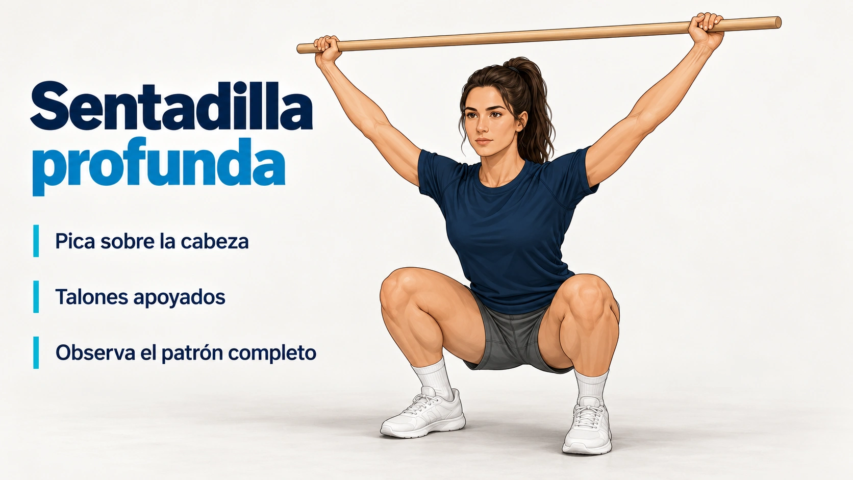 La sentadilla con pica observa un patrón global que combina movilidad y control.