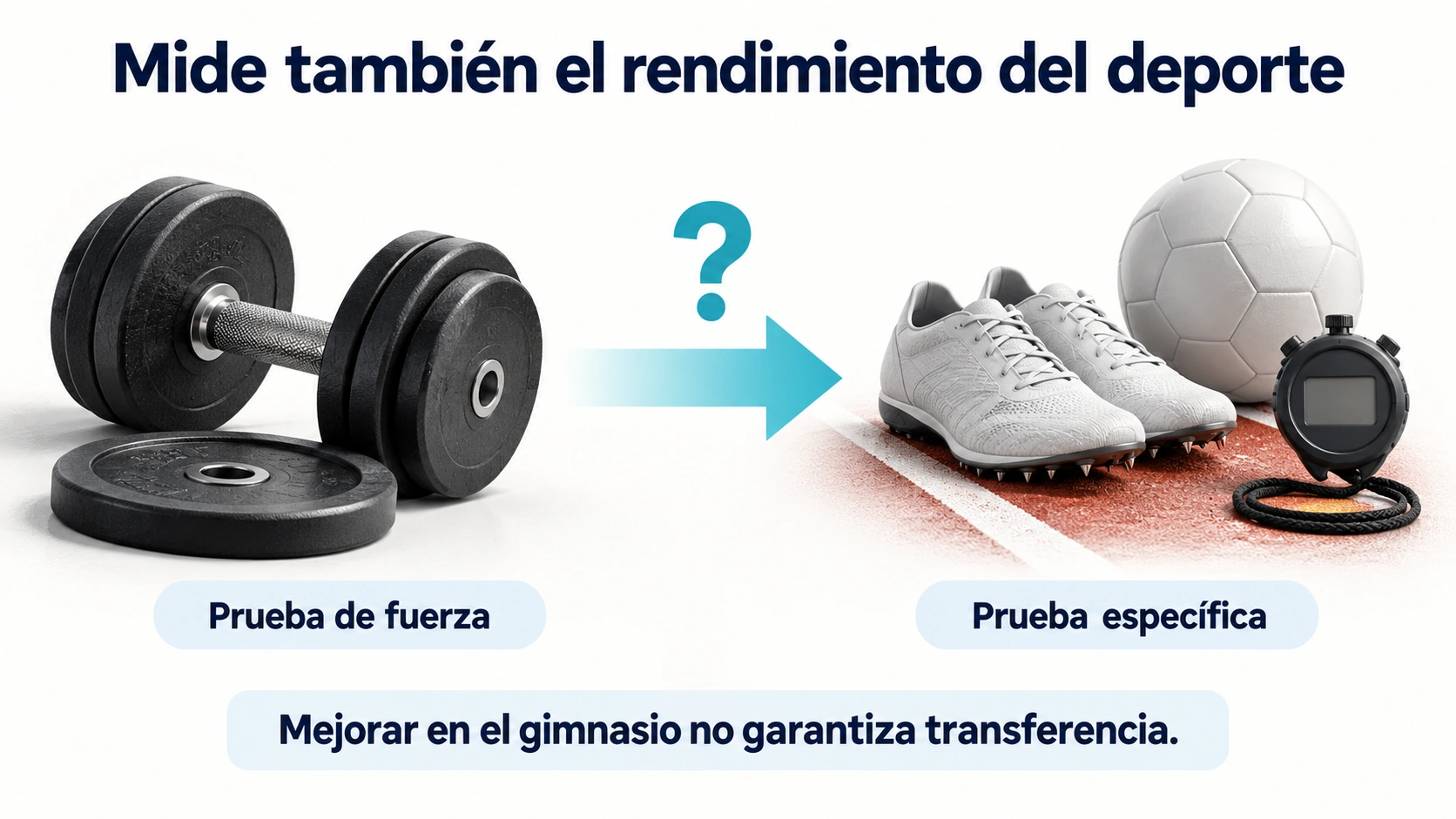 Mejorar una prueba de fuerza en el gimnasio no garantiza mejorar una prueba específica del deporte.