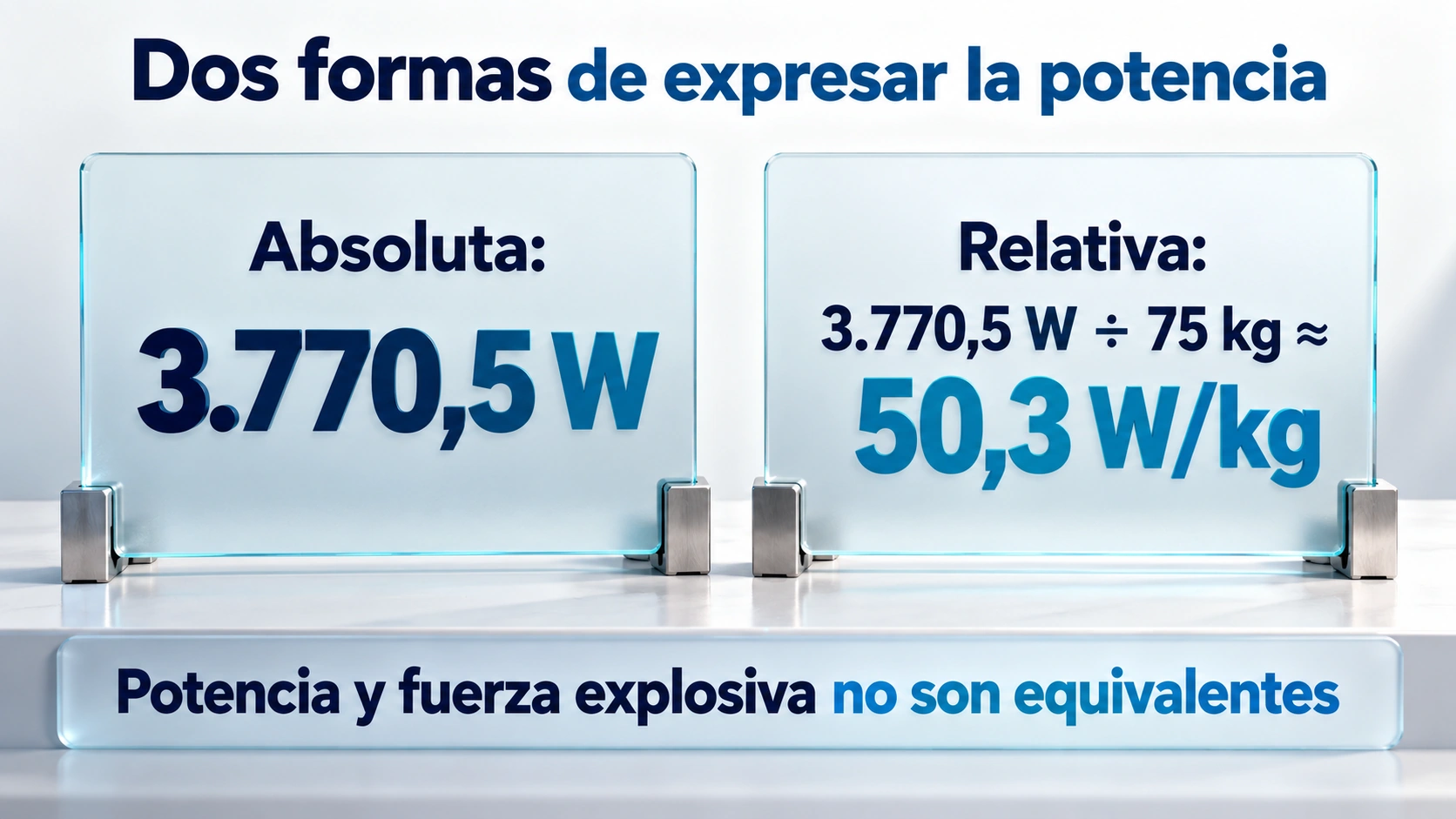 La potencia absoluta en vatios y la relativa en vatios por kilo expresan el resultado de formas distintas