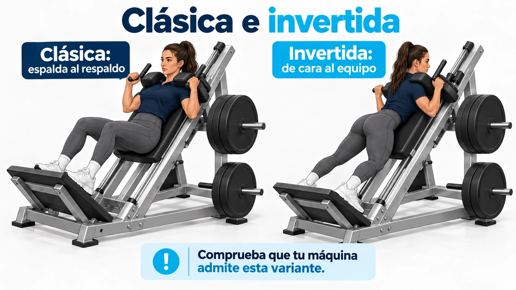 Diferencia de orientación entre la hack clásica y la invertida, cuya ejecución depende de que el equipo permita esa variante.