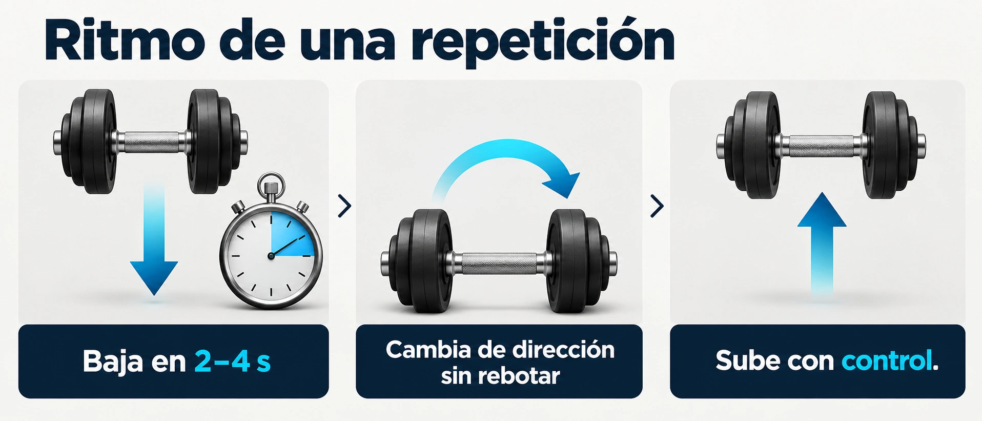 Secuencia de descenso de dos a cuatro segundos, transición sin rebote y subida controlada en la hack squat.