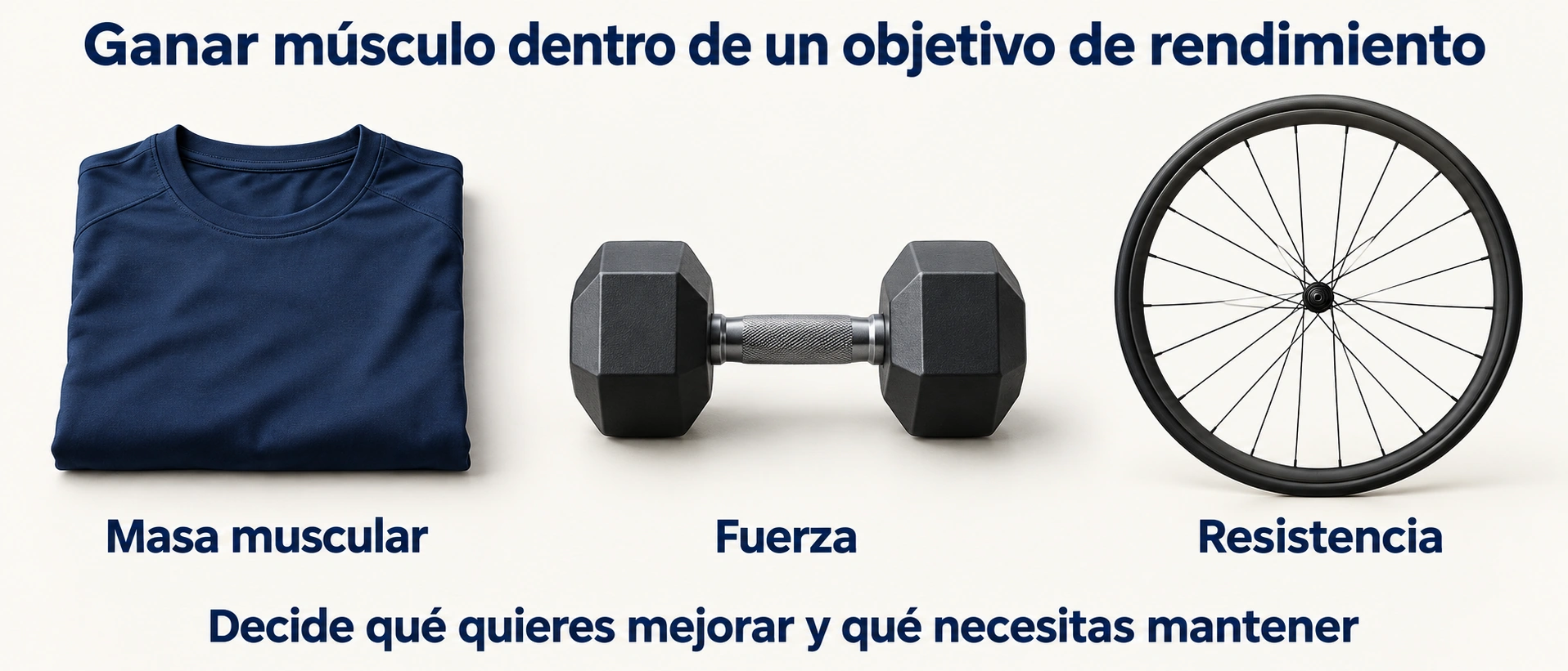 Masa muscular, fuerza y resistencia como objetivos que se coordinan en un programa híbrido.