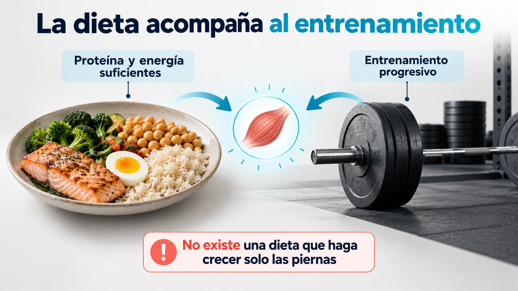 Alimentación con proteína y energía suficientes como apoyo a un entrenamiento progresivo de piernas