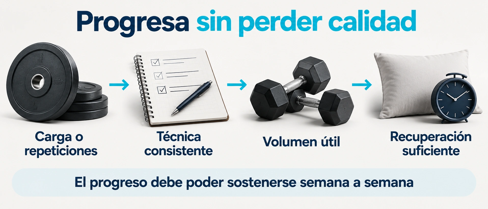 Principios para progresar en hipertrofia de piernas: carga o repeticiones, técnica, volumen útil y recuperación