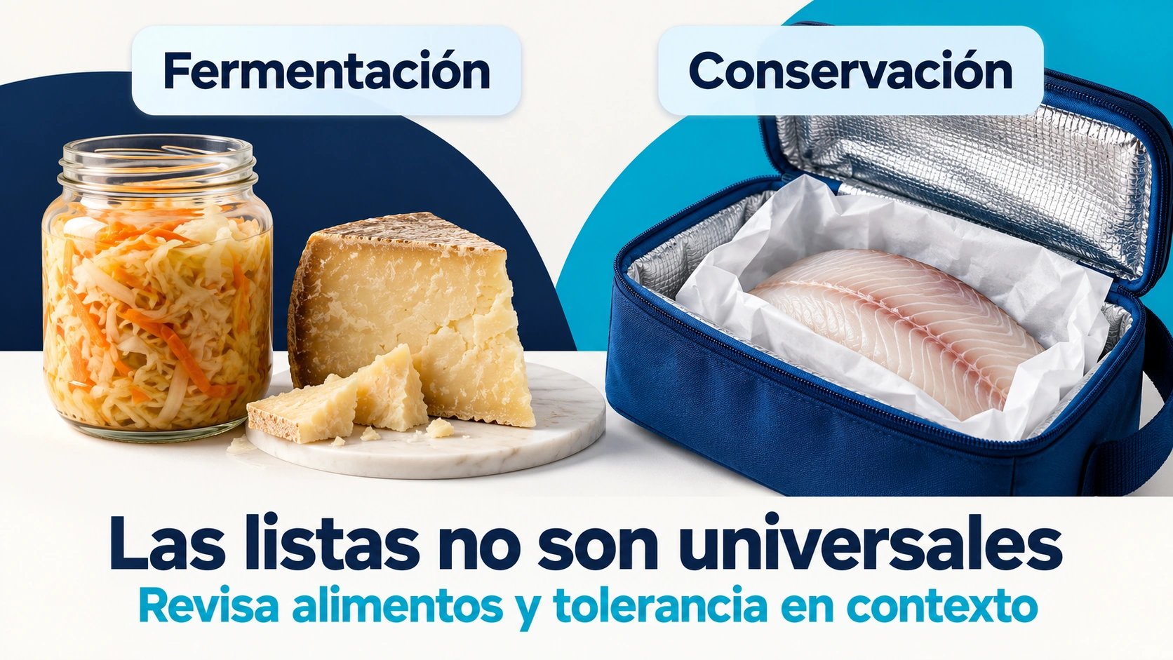 La fermentación, el procesamiento y la conservación influyen en el contenido de histamina; las listas no son universales.
