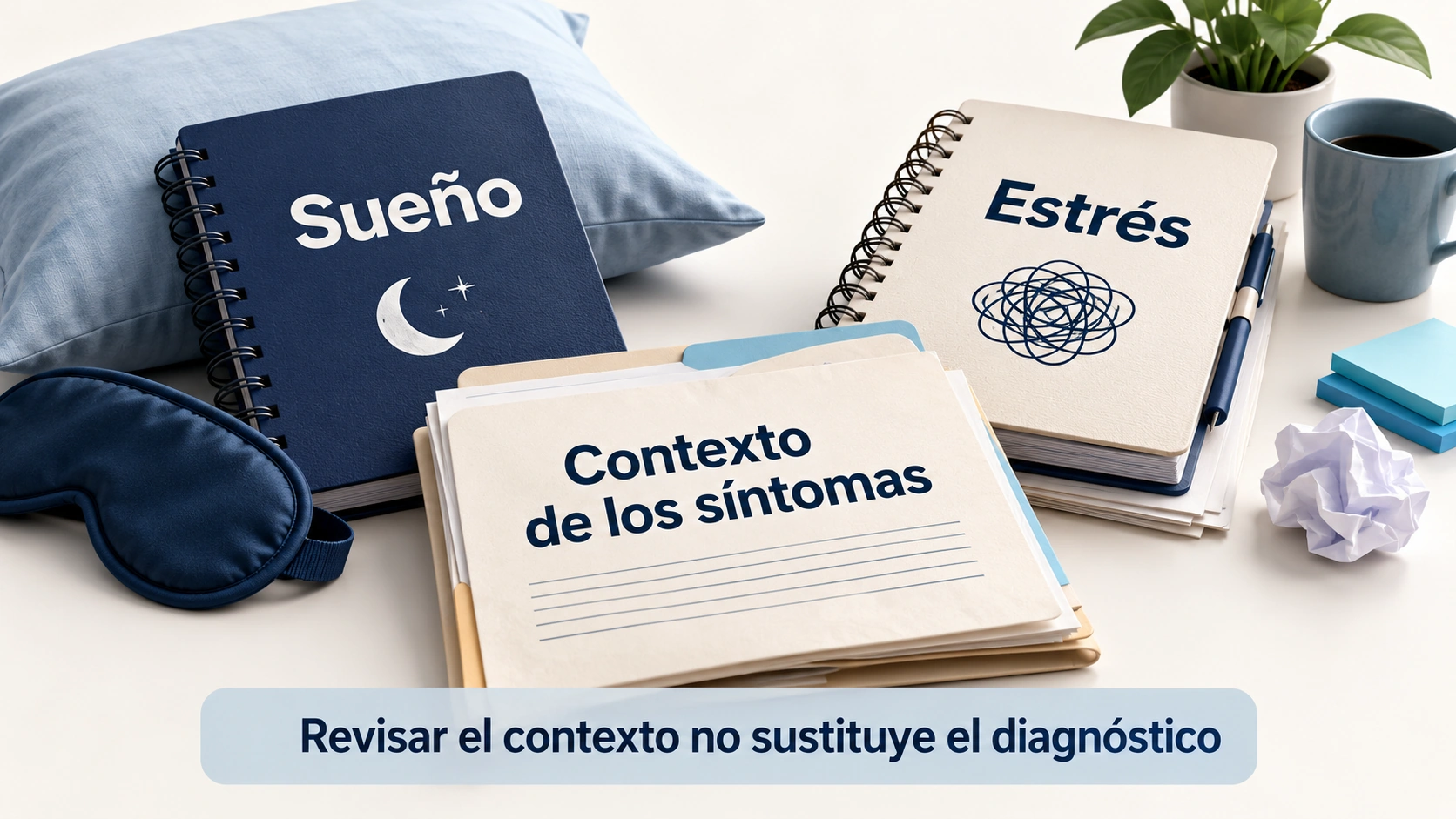 El sueño y el estrés forman parte del contexto de los síntomas; revisarlos no demuestra que sean su causa.