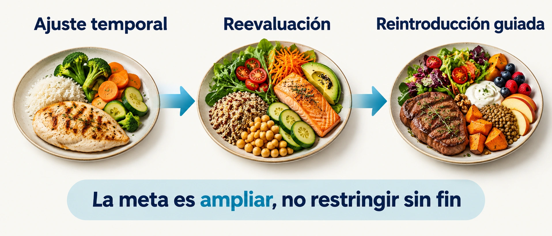 Si se plantea un ajuste dietético, debe ser limitado y seguido de reevaluación y reintroducción guiadas para evitar restricciones innecesarias.