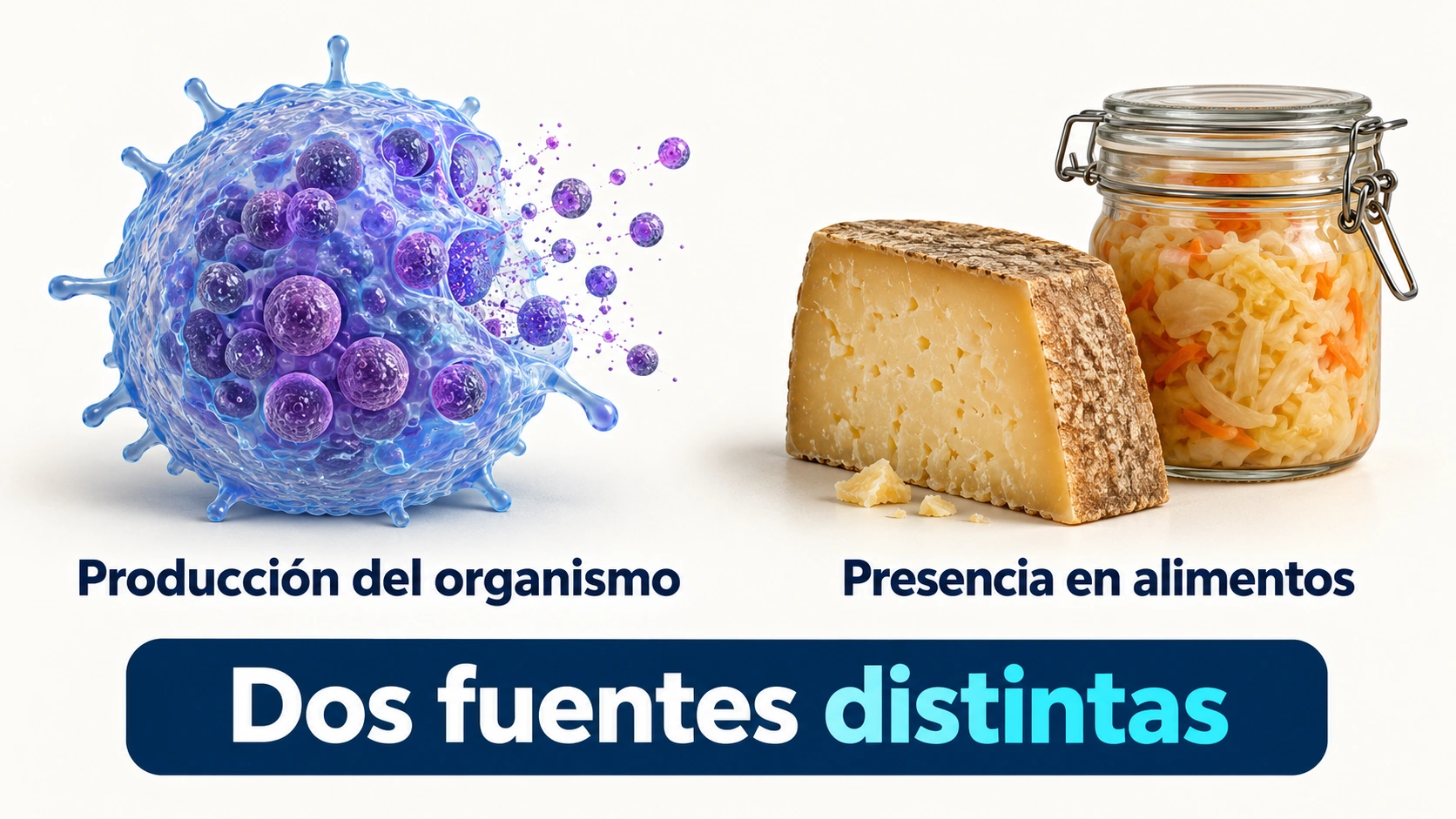 La histamina se produce en el organismo y también puede estar presente en los alimentos; no procede solo de la dieta.