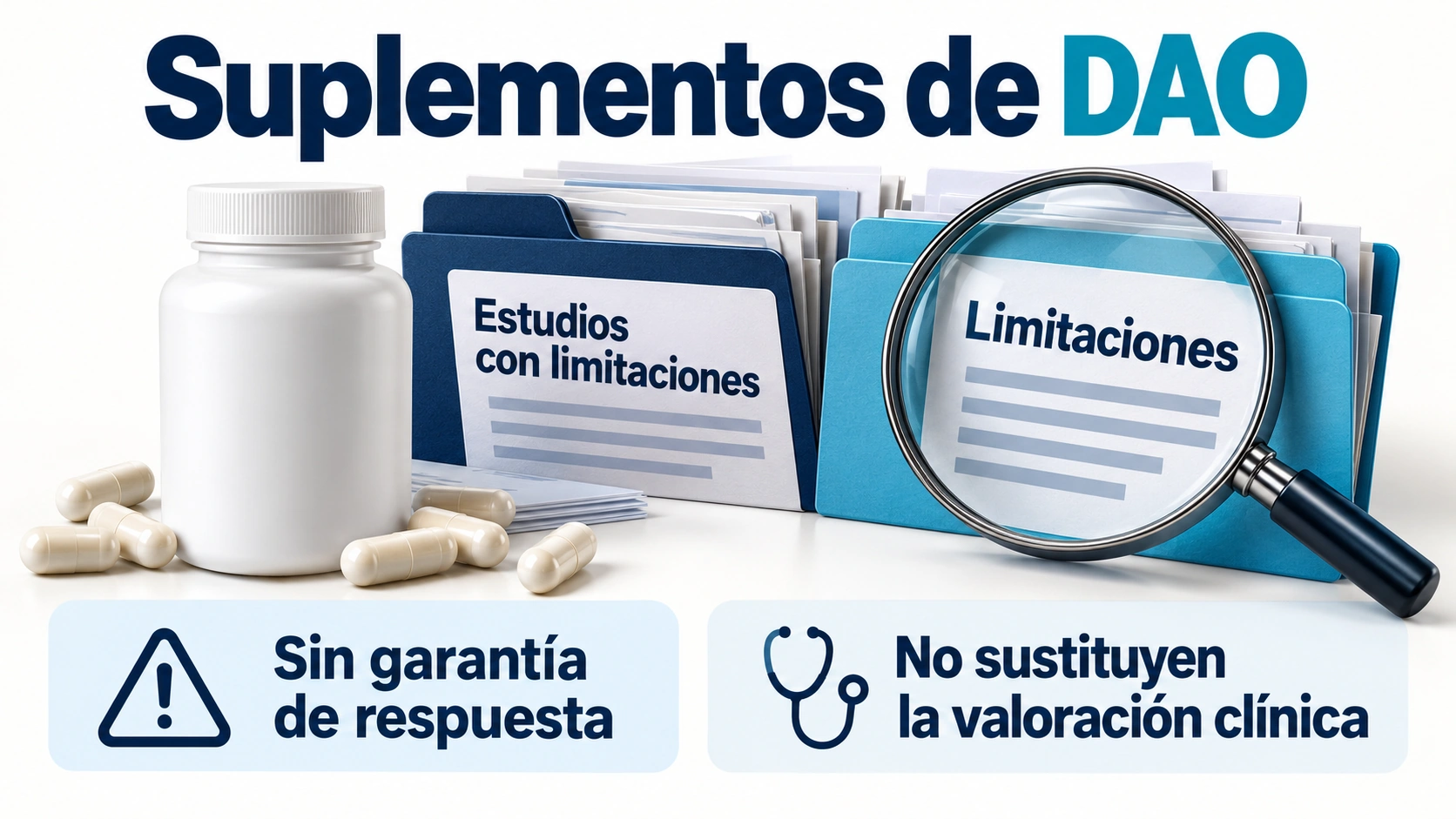 Los estudios sobre suplementos de DAO tienen limitaciones; no sustituyen la valoración clínica ni permiten garantizar una respuesta.