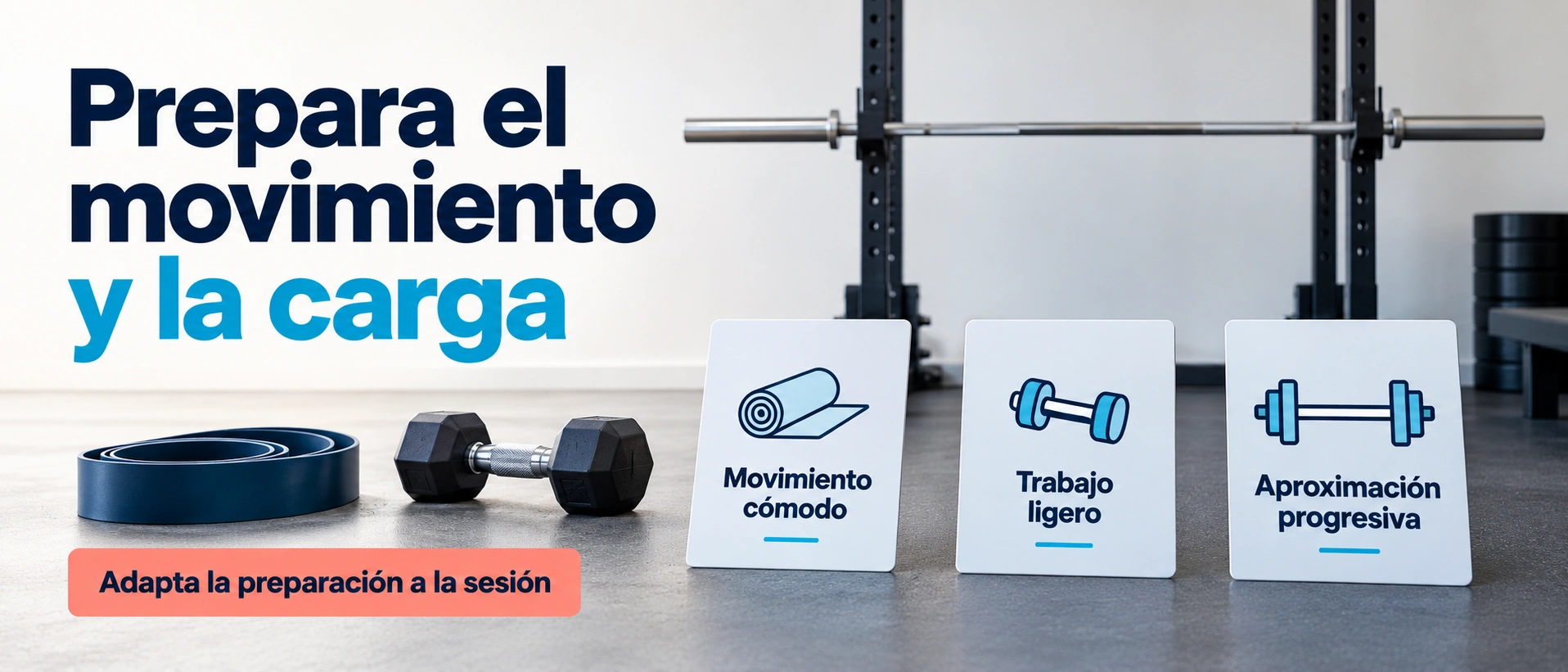 El calentamiento prepara el movimiento y progresa hacia la carga de trabajo sin garantizar prevenir lesiones