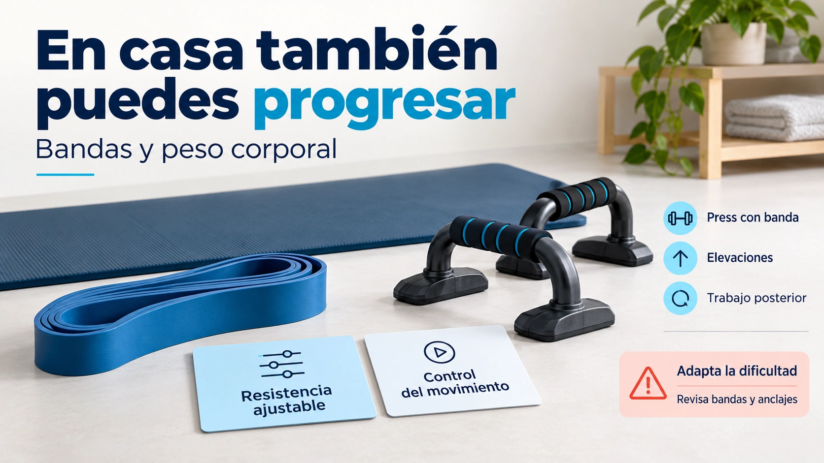 Las bandas y el peso corporal permiten entrenar en casa si se adapta la dificultad