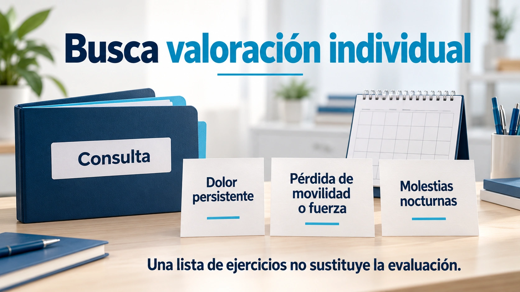 El dolor persistente, la pérdida de movilidad o fuerza y los síntomas nocturnos justifican una valoración individual