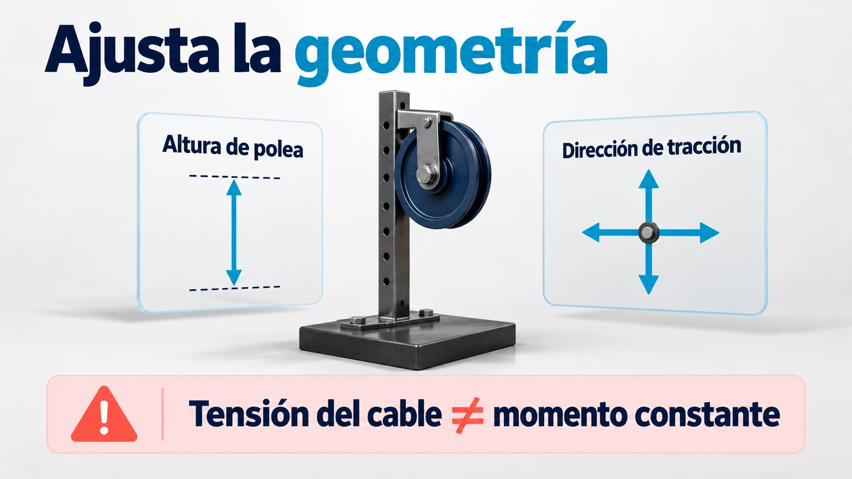La dirección del cable y su altura cambian la geometría de la resistencia