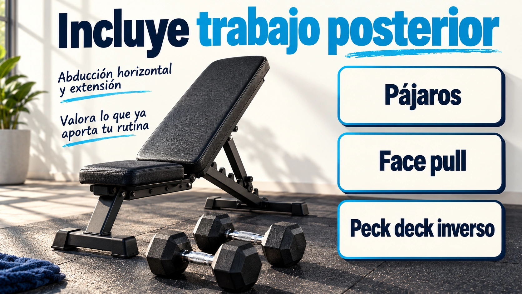 El deltoides posterior necesita valorar trabajo específico junto a los demás ejercicios de la rutina