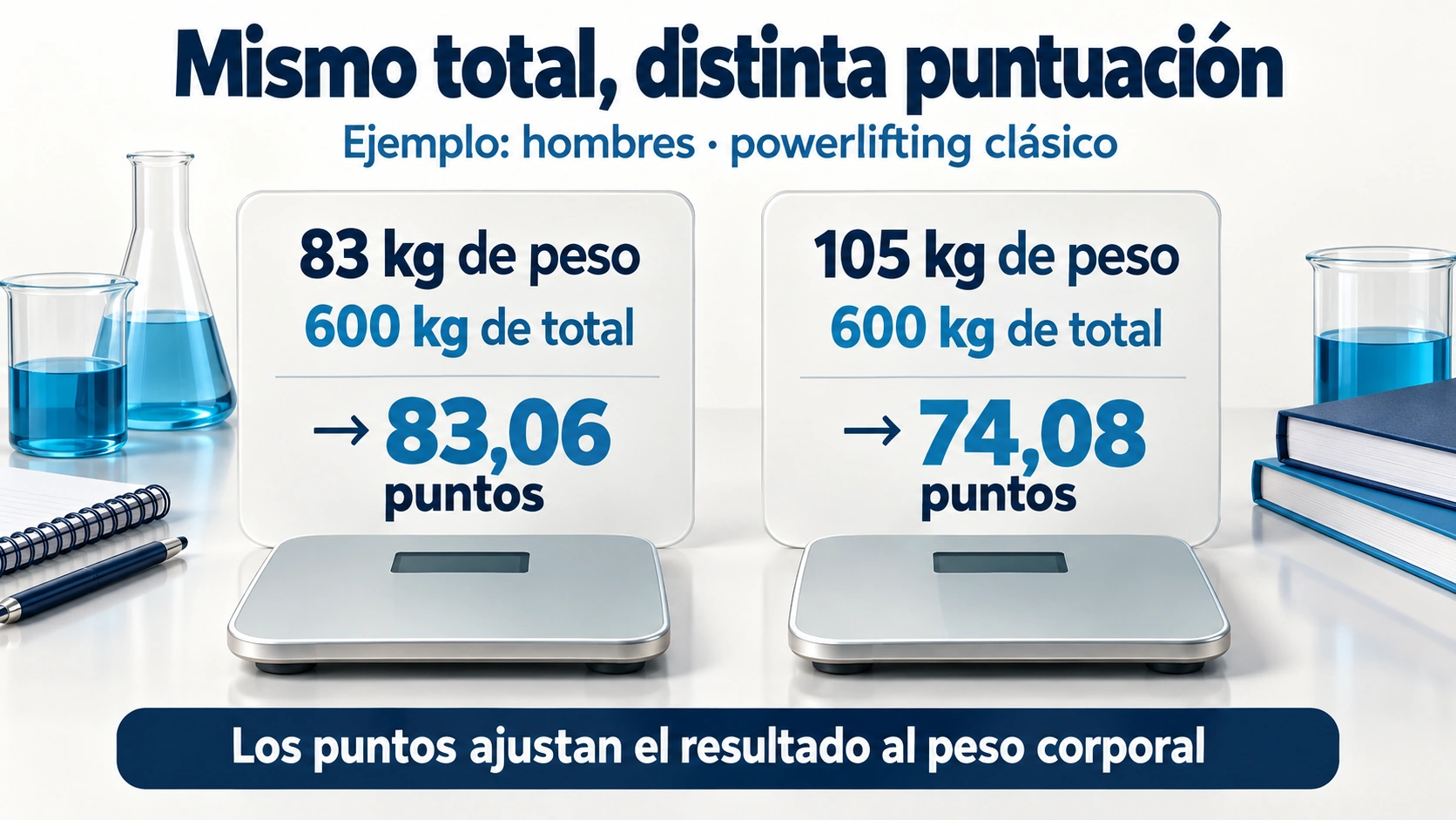 Con el mismo total y modalidad, el peso corporal modifica los puntos IPF GL