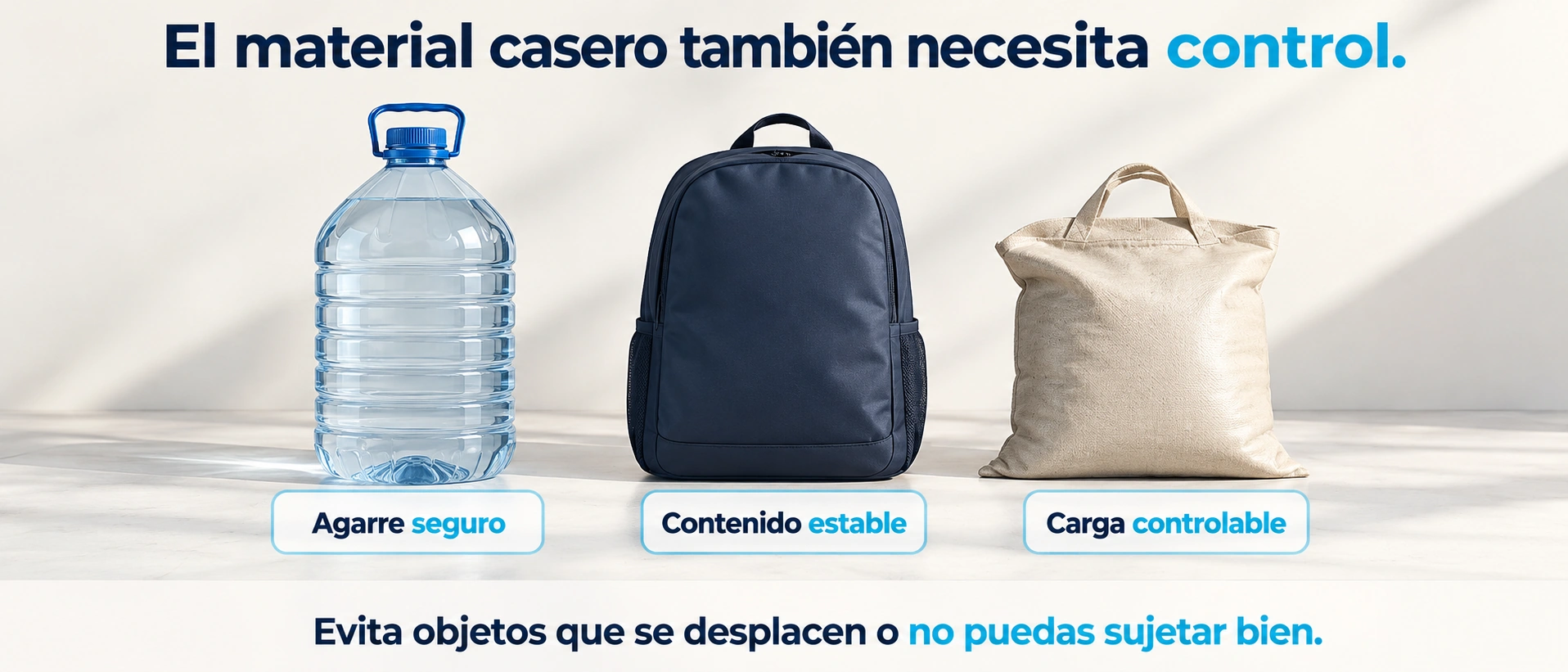 Criterios de agarre y estabilidad al usar cargas domésticas en elevaciones laterales