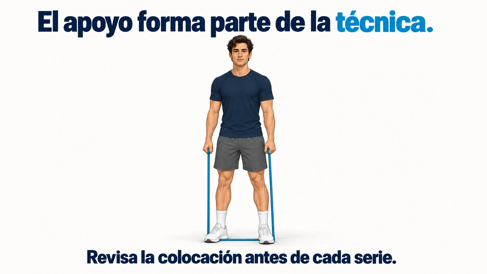 Anclaje bilateral bajo las suelas y posición inicial de elevación lateral con tubo elástico