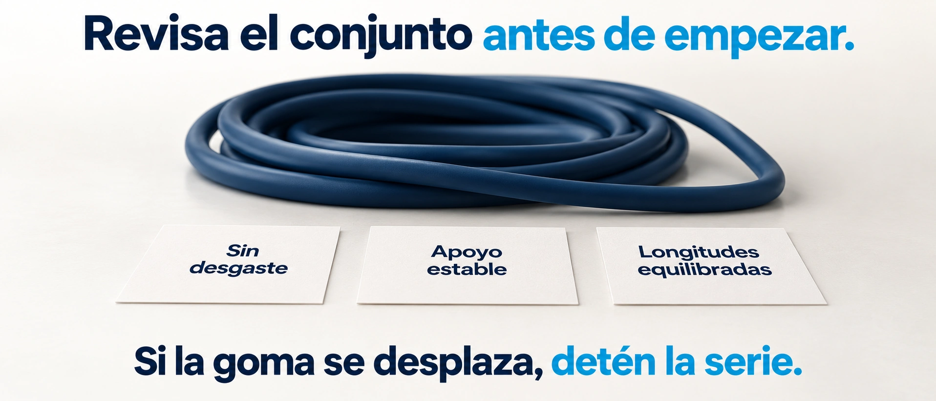 Revisión del estado de la goma, estabilidad del apoyo y equilibrio del anclaje