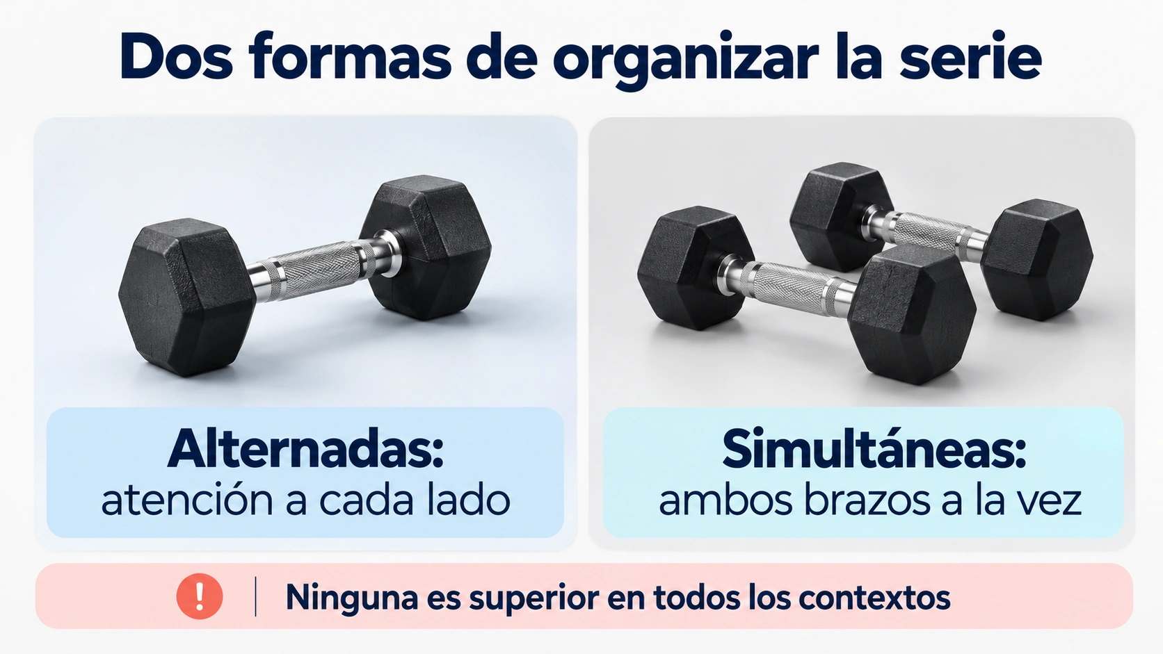 Alternar brazos permite concentrarse en cada lado y el trabajo simultáneo ahorra tiempo