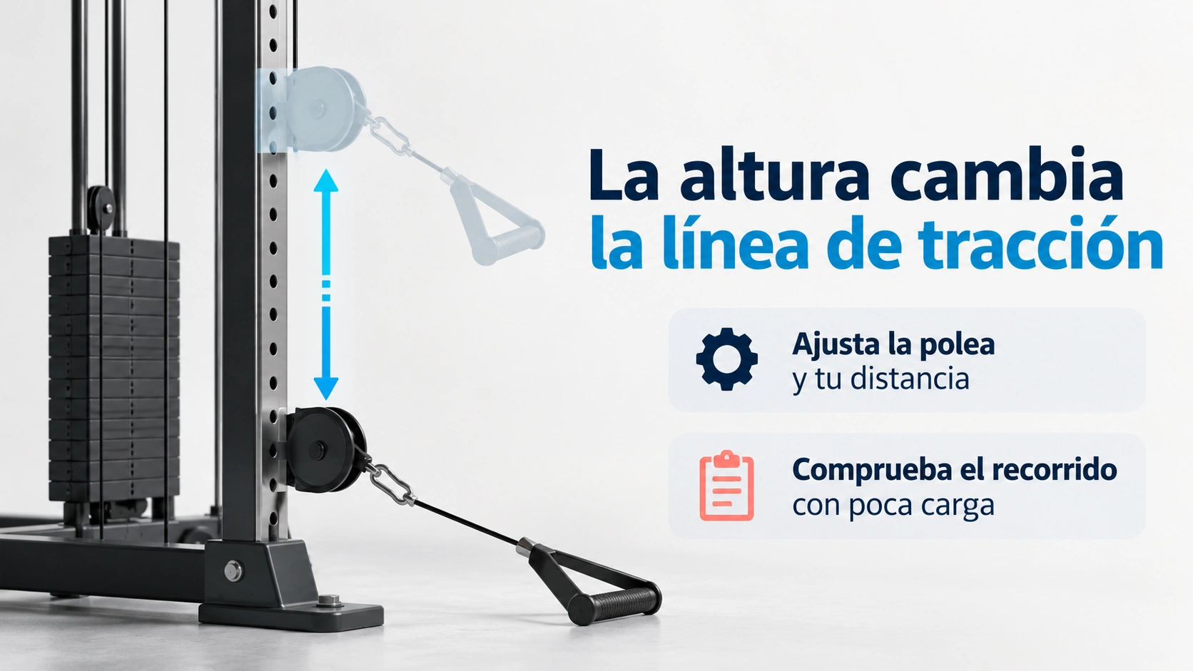 La altura de la polea modifica la línea de tracción del ejercicio