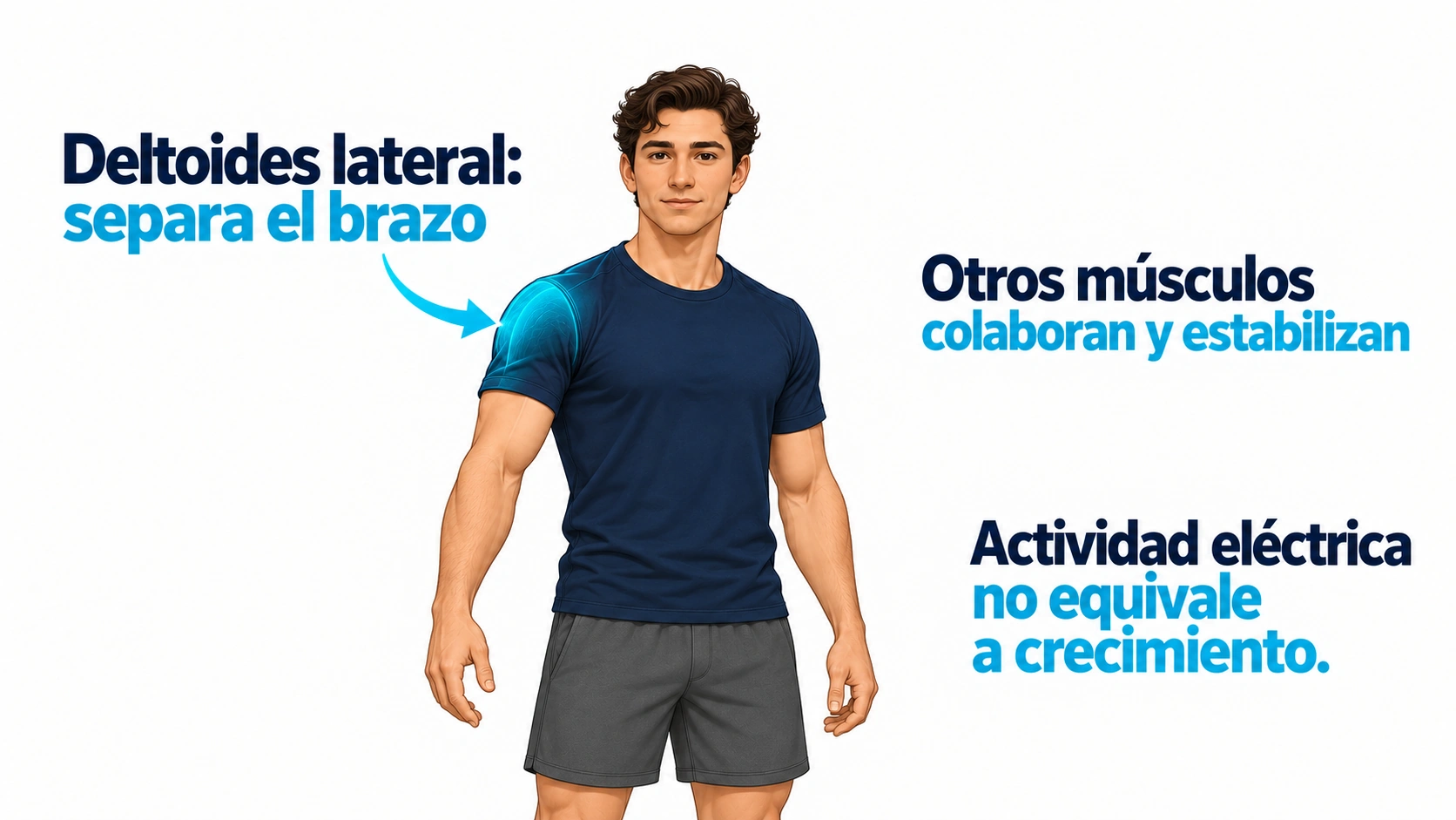 El deltoides lateral separa el brazo y otros músculos ayudan a mover y estabilizar el hombro