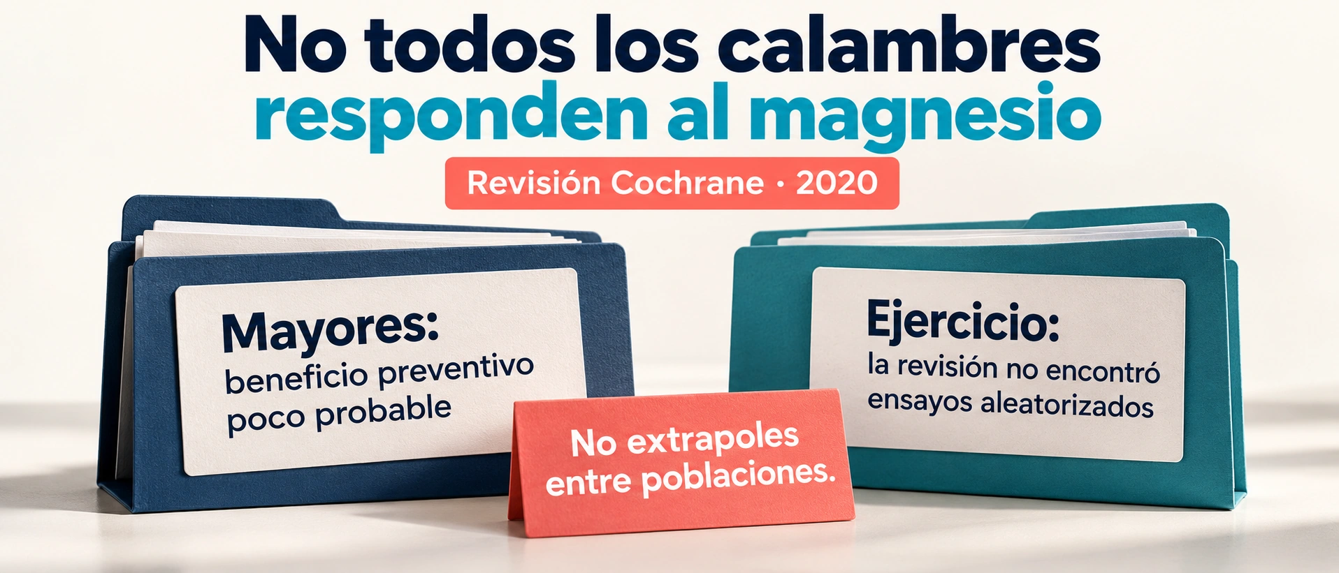 La revisión Cochrane de 2020 no halló un beneficio clínicamente relevante para prevenir calambres en adultos mayores
