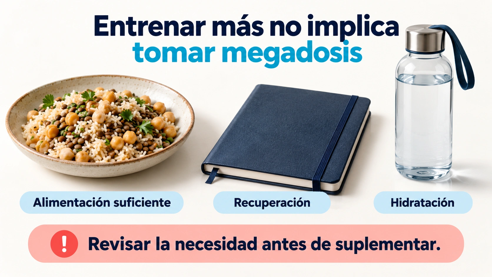 El alto volumen de entrenamiento no justifica automáticamente megadosis y requiere revisar alimentación recuperación e hidratación
