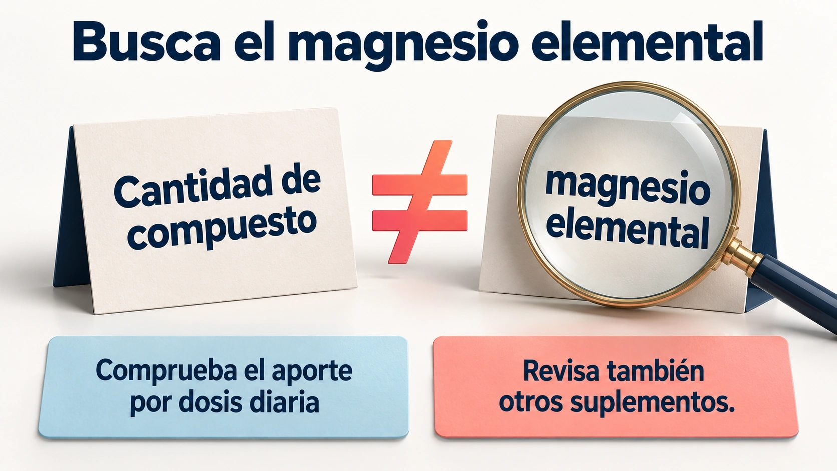 La cantidad de compuesto no equivale a la cantidad de magnesio elemental aportado