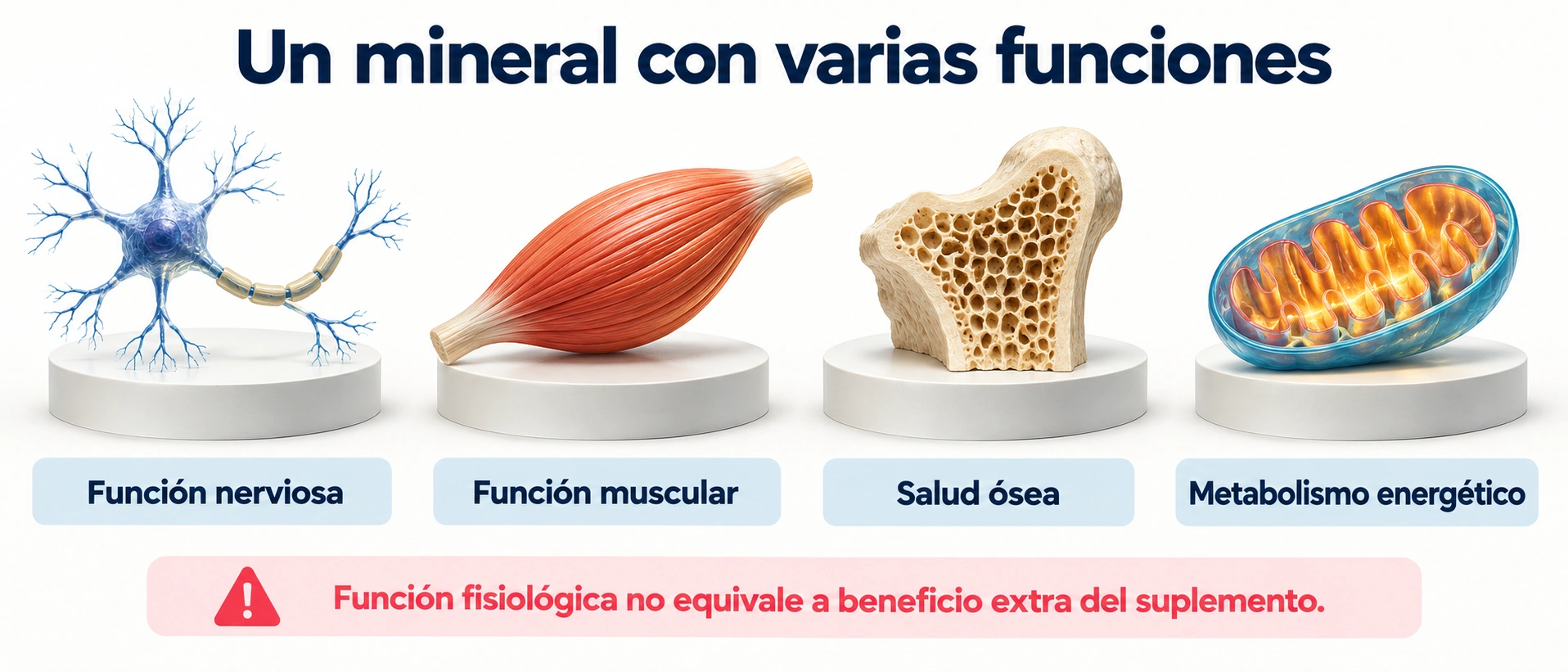 El magnesio participa en la función nerviosa muscular y ósea y en el metabolismo energético
