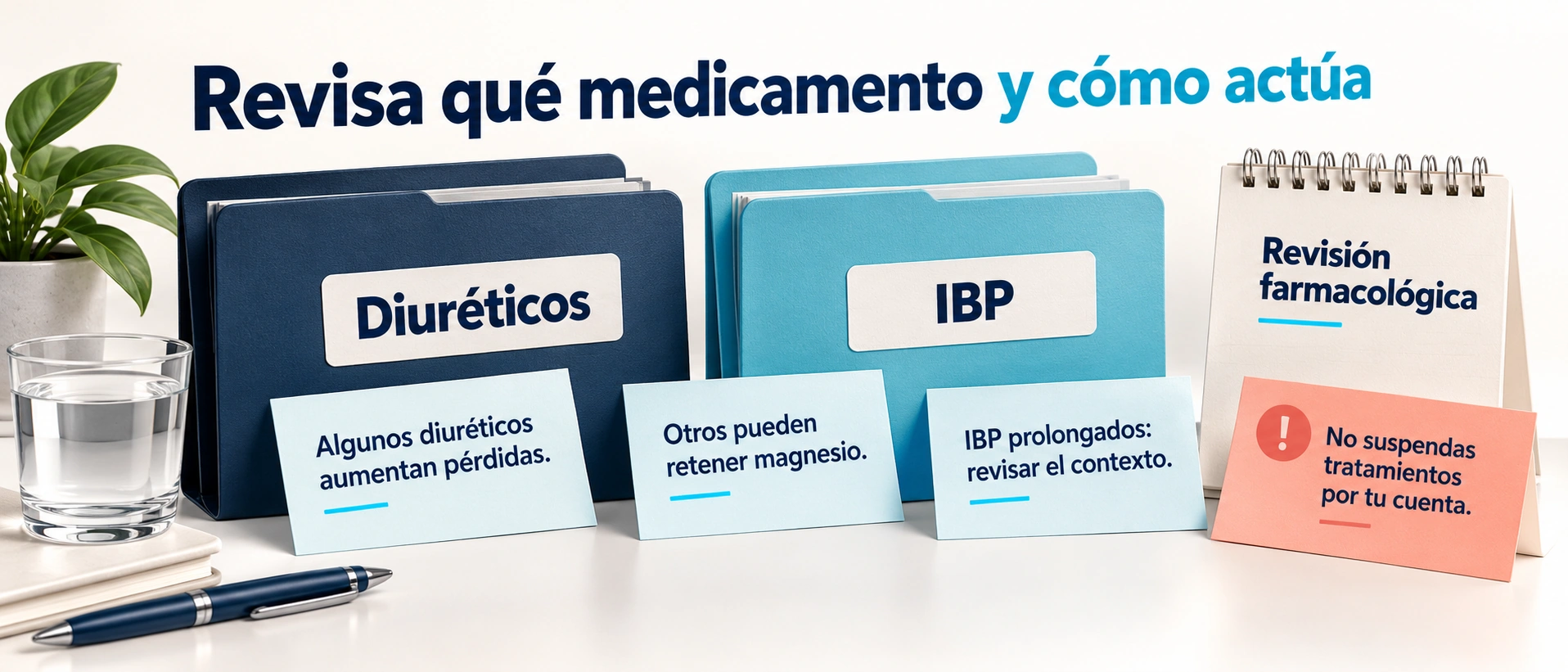 Algunos diuréticos y el uso prolongado de inhibidores de la bomba de protones pueden alterar el estado de magnesio