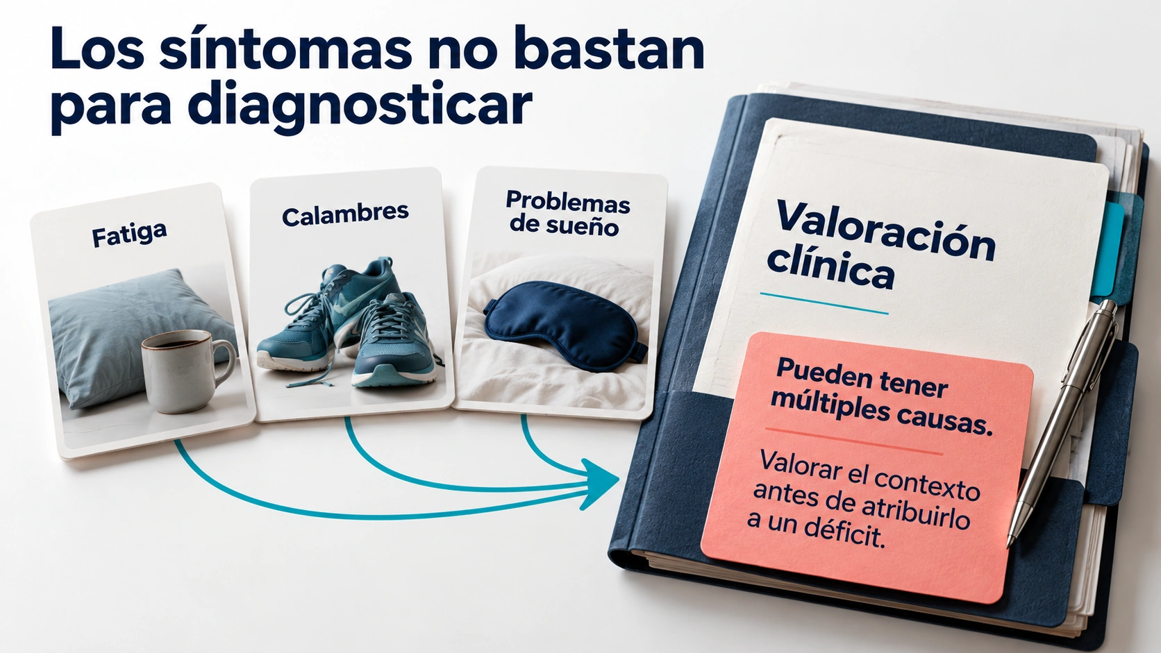 Fatiga calambres o problemas de sueño pueden tener muchas causas y no diagnostican por sí solos déficit de magnesio