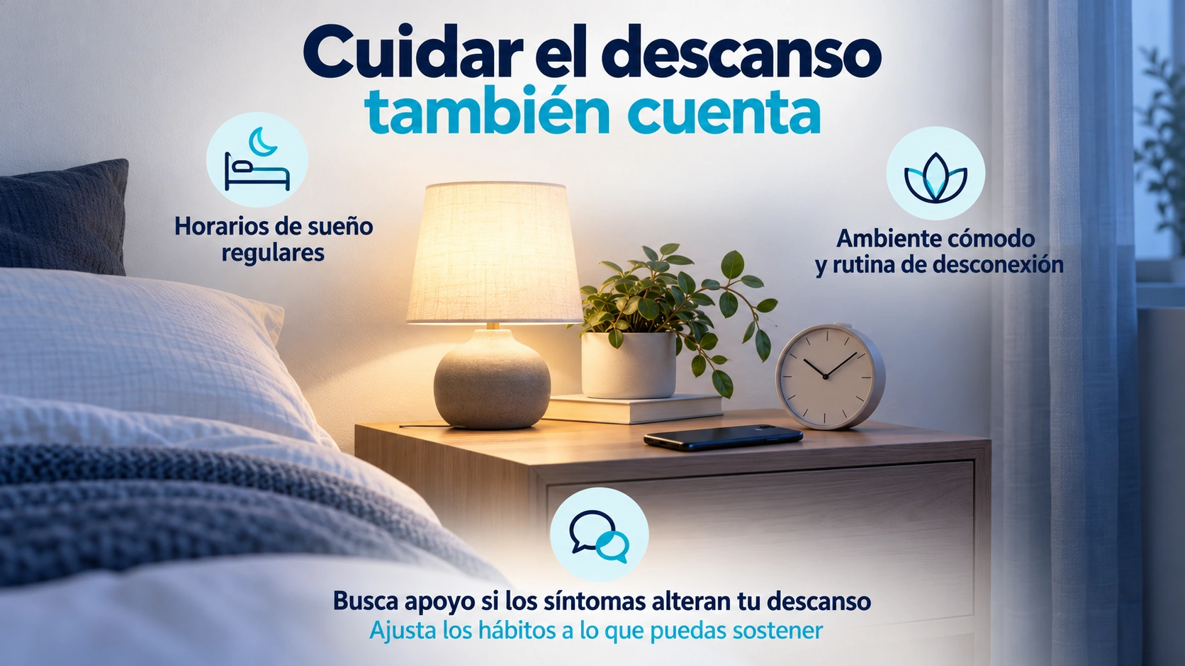 Rutina de sueño, ambiente cómodo y apoyo profesional si los síntomas de la menopausia afectan al descanso