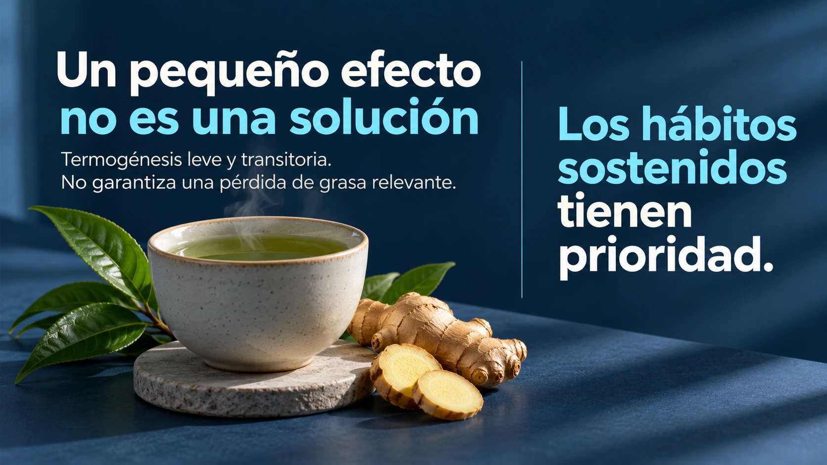 Té verde y jengibre junto a la distinción entre termogénesis transitoria y pérdida de grasa relevante.