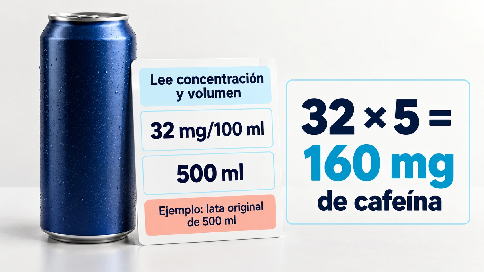 Cálculo de la cafeína total a partir de la concentración y el volumen de una lata de 500 ml