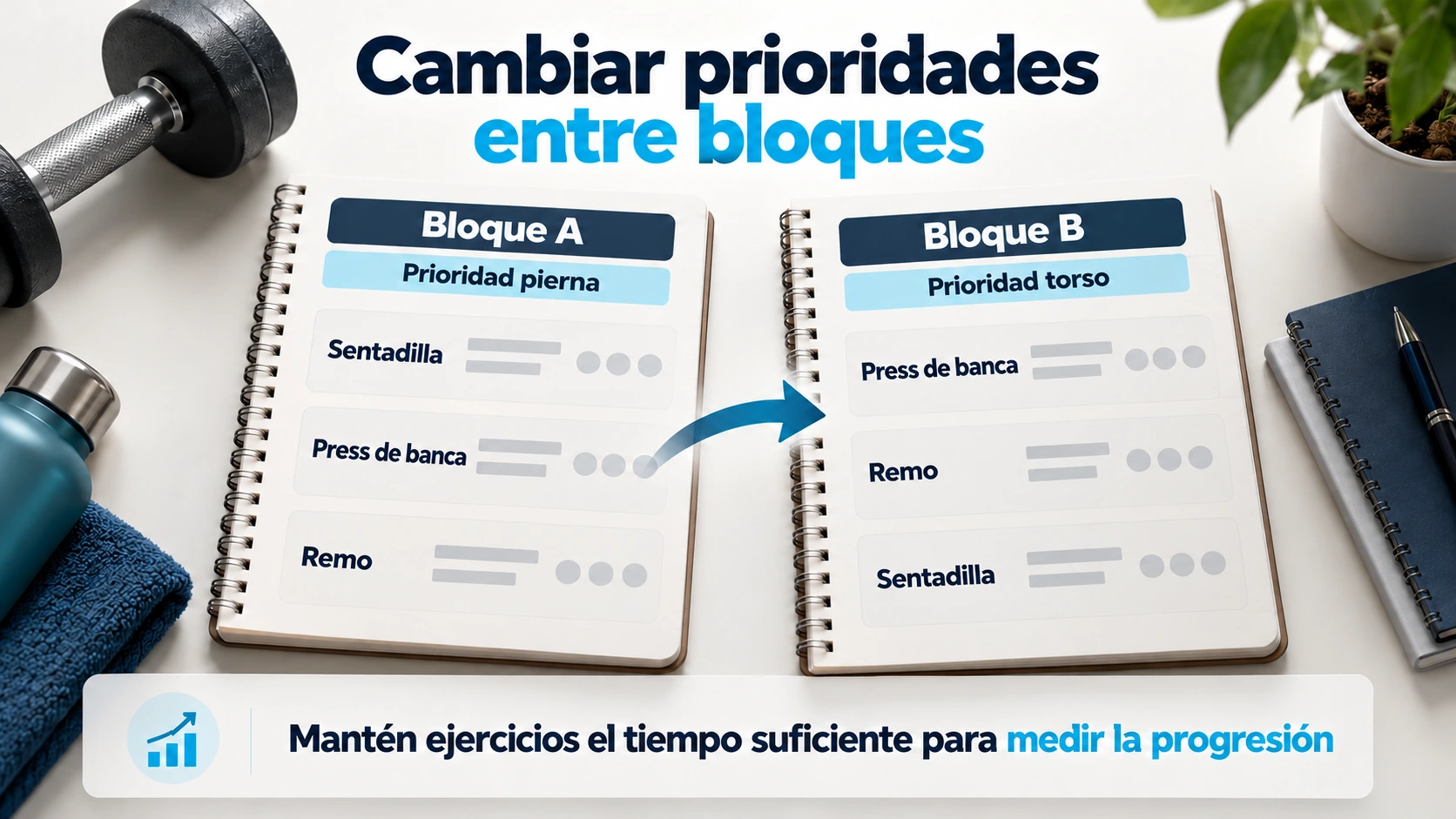 Cambio de prioridad entre pierna y torso manteniendo ejercicios de referencia en dos mesociclos