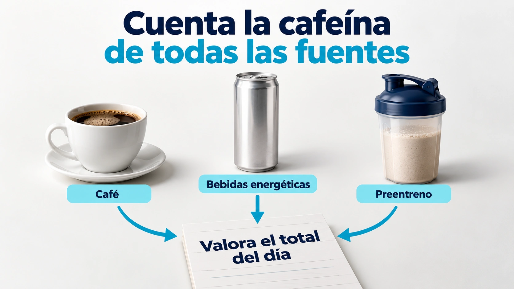 Café, bebida energética y preentreno aportan cafeína al total diario que debe valorarse.