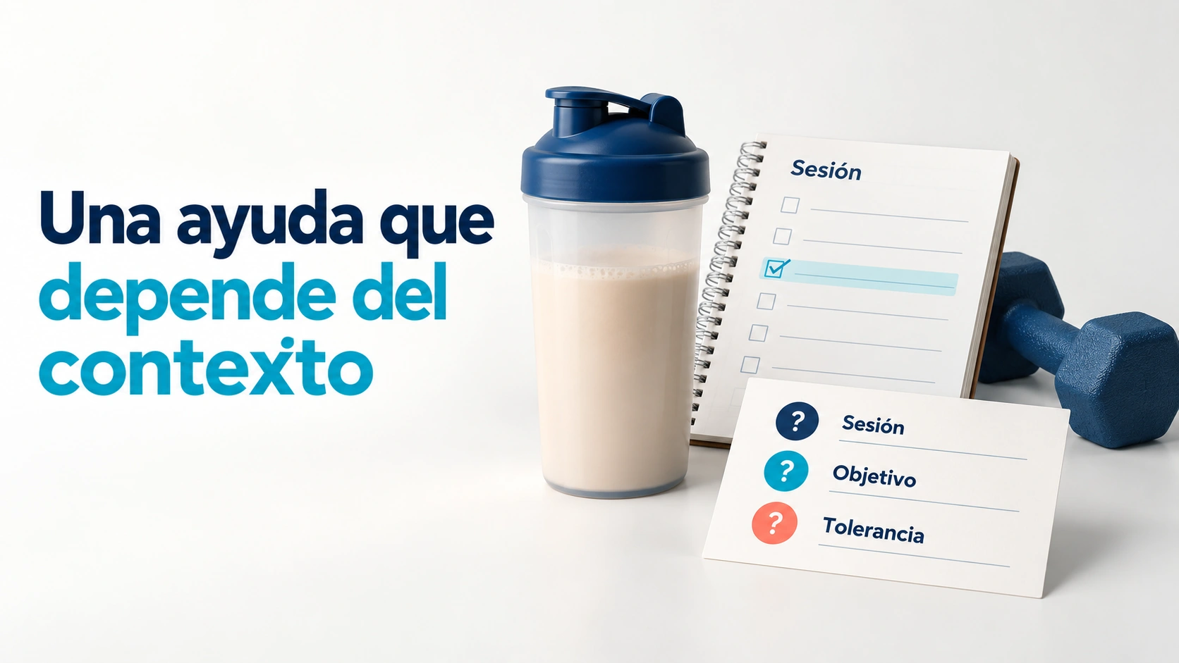 Agenda, mancuerna y batido muestran que un preentreno se valora según sesión, objetivo y tolerancia.
