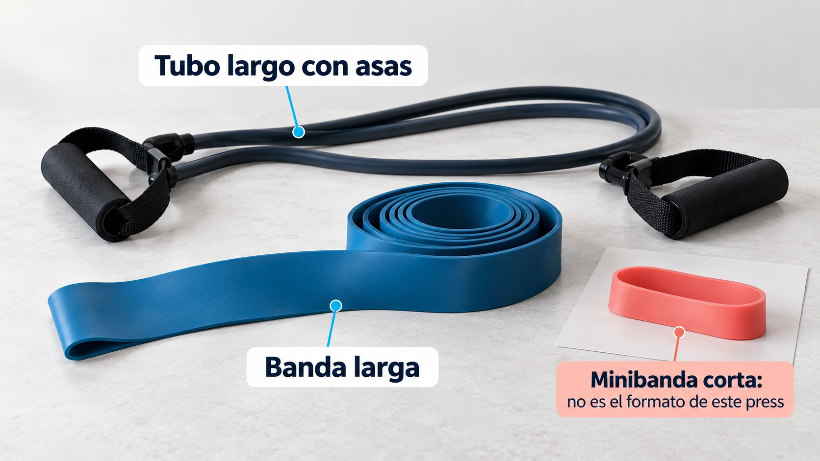 Para el press se necesita suficiente longitud de banda y no una minibanda corta