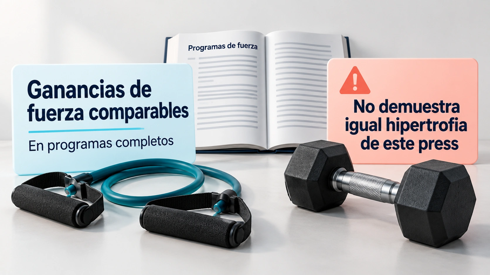 La evidencia comparativa estudia fuerza en programas completos y no demuestra igual hipertrofia de este press