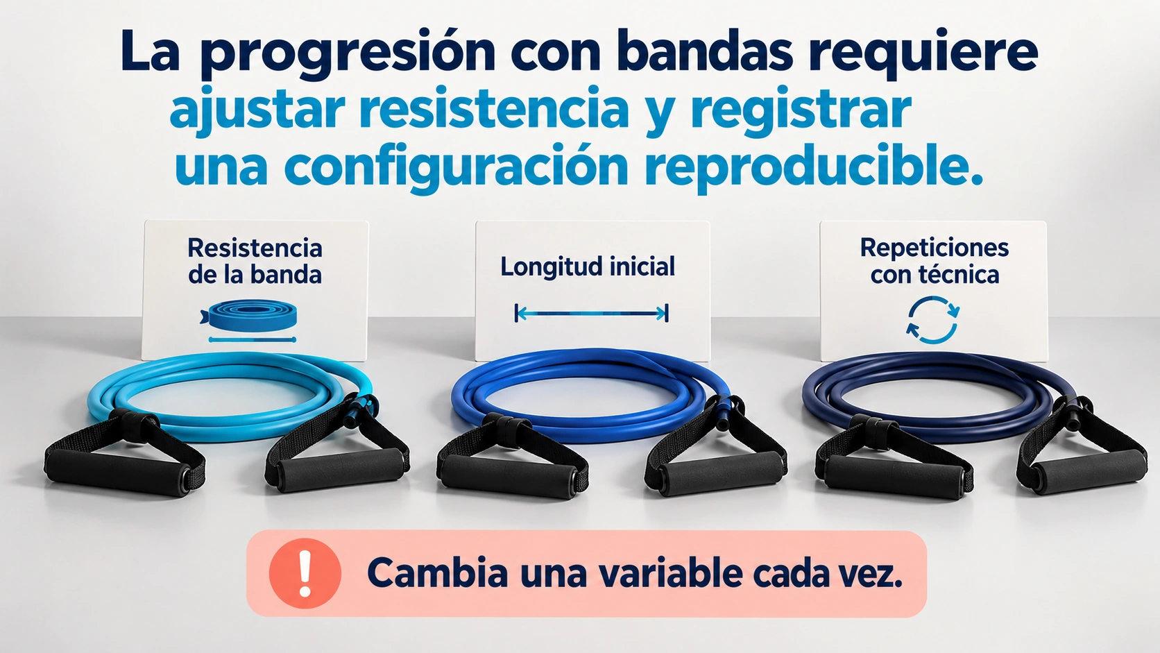 La progresión con bandas requiere ajustar resistencia y registrar una configuración reproducible