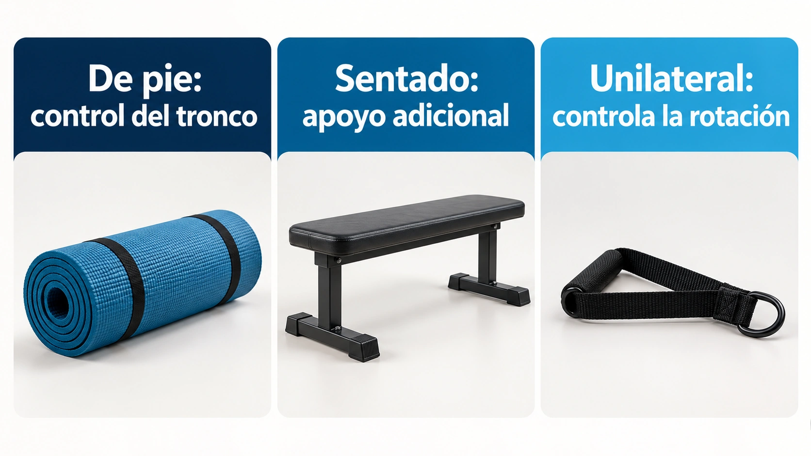 Las variantes cambian las necesidades de apoyo y estabilidad y se eligen según el objetivo