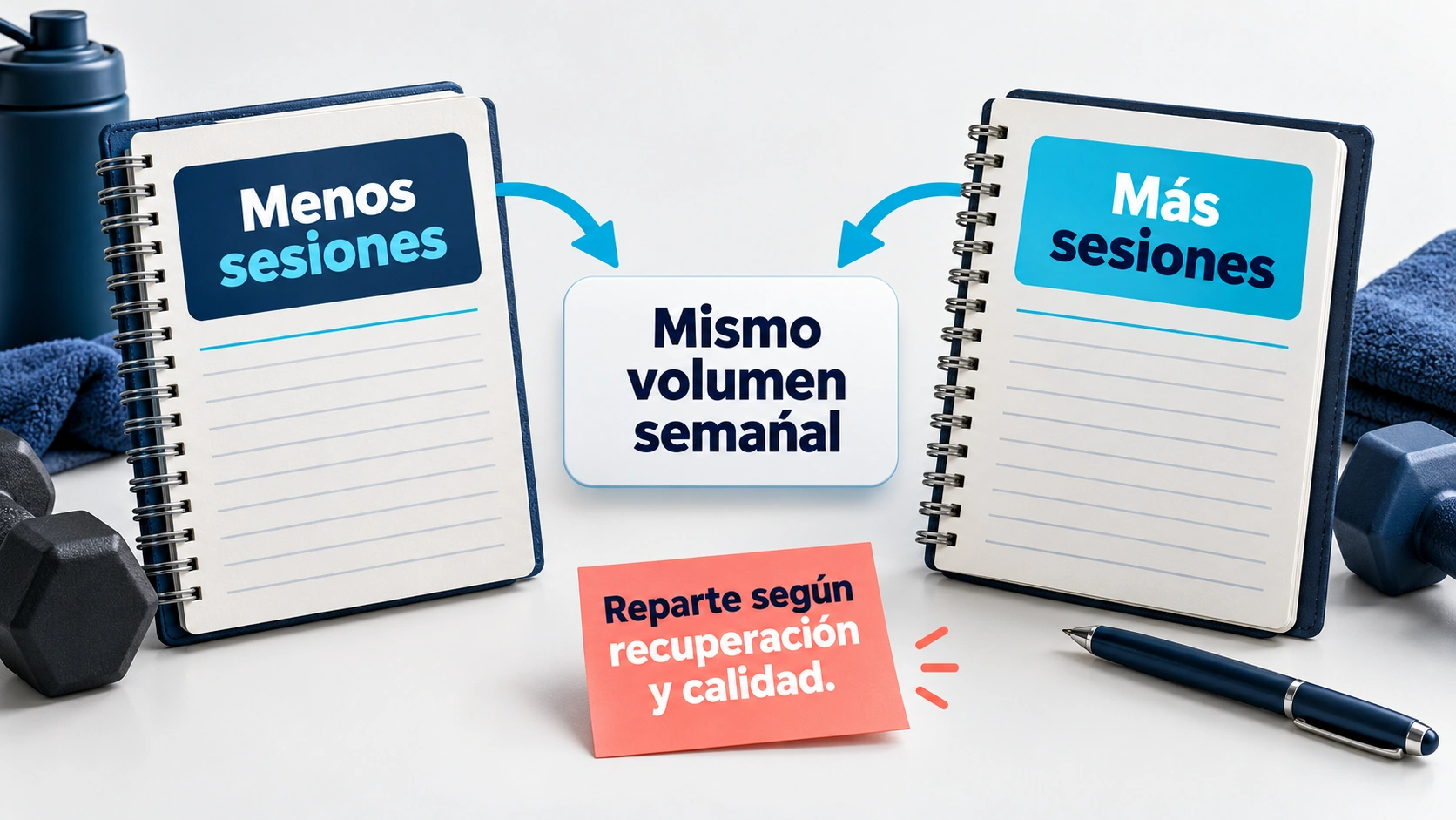 Con volumen semanal igualado la frecuencia se organiza según recuperación, calidad de las series y preferencias