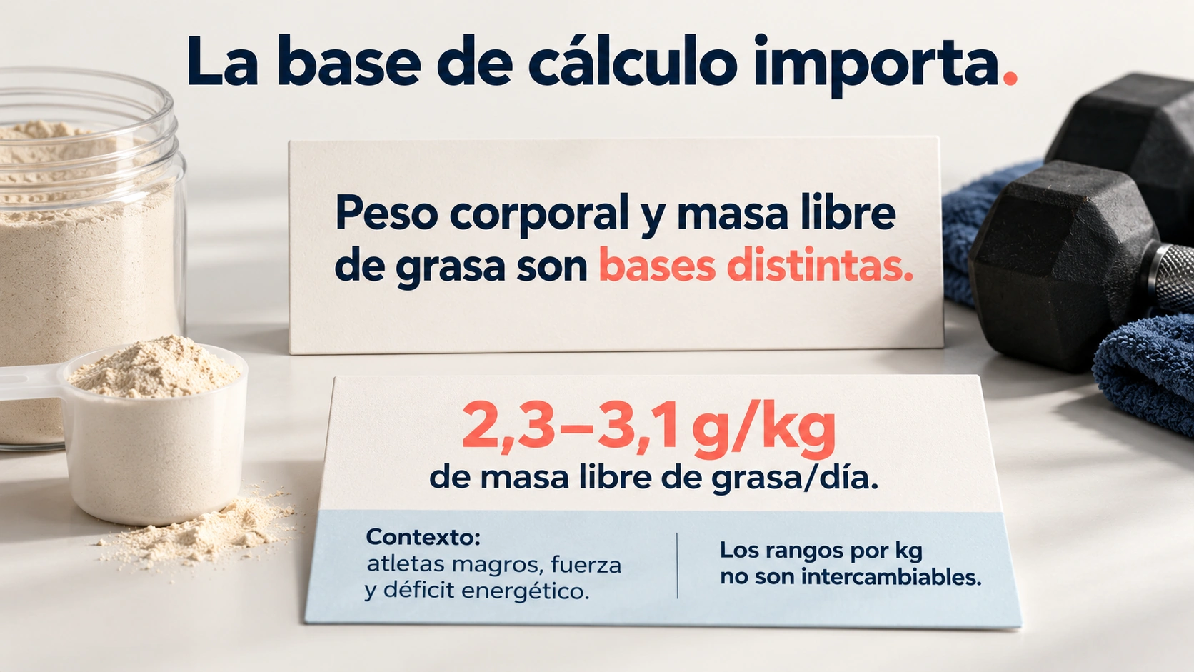 El rango de 2,3–3,1 gramos de proteína por kilo de masa libre de grasa se refiere a un contexto específico de atletas magros entrenados en déficit