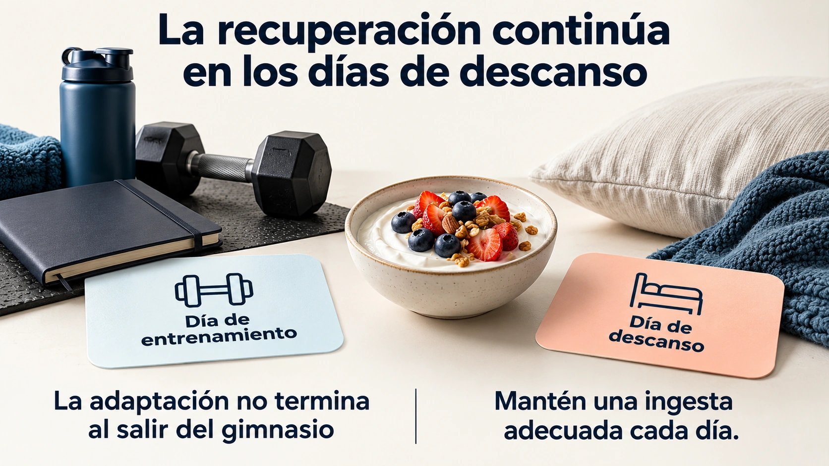 La adaptación muscular continúa después de la sesión y la ingesta de proteína también importa en los días de descanso
