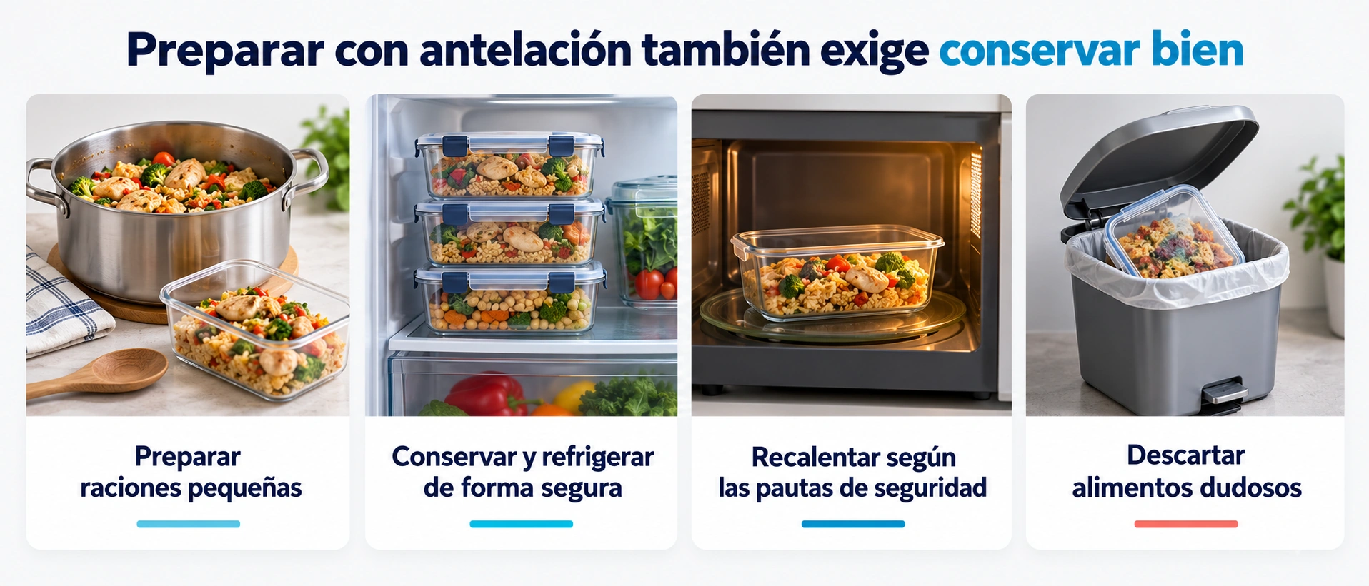 Organizar raciones seguras puede reducir el esfuerzo de cocinar durante el tratamiento.