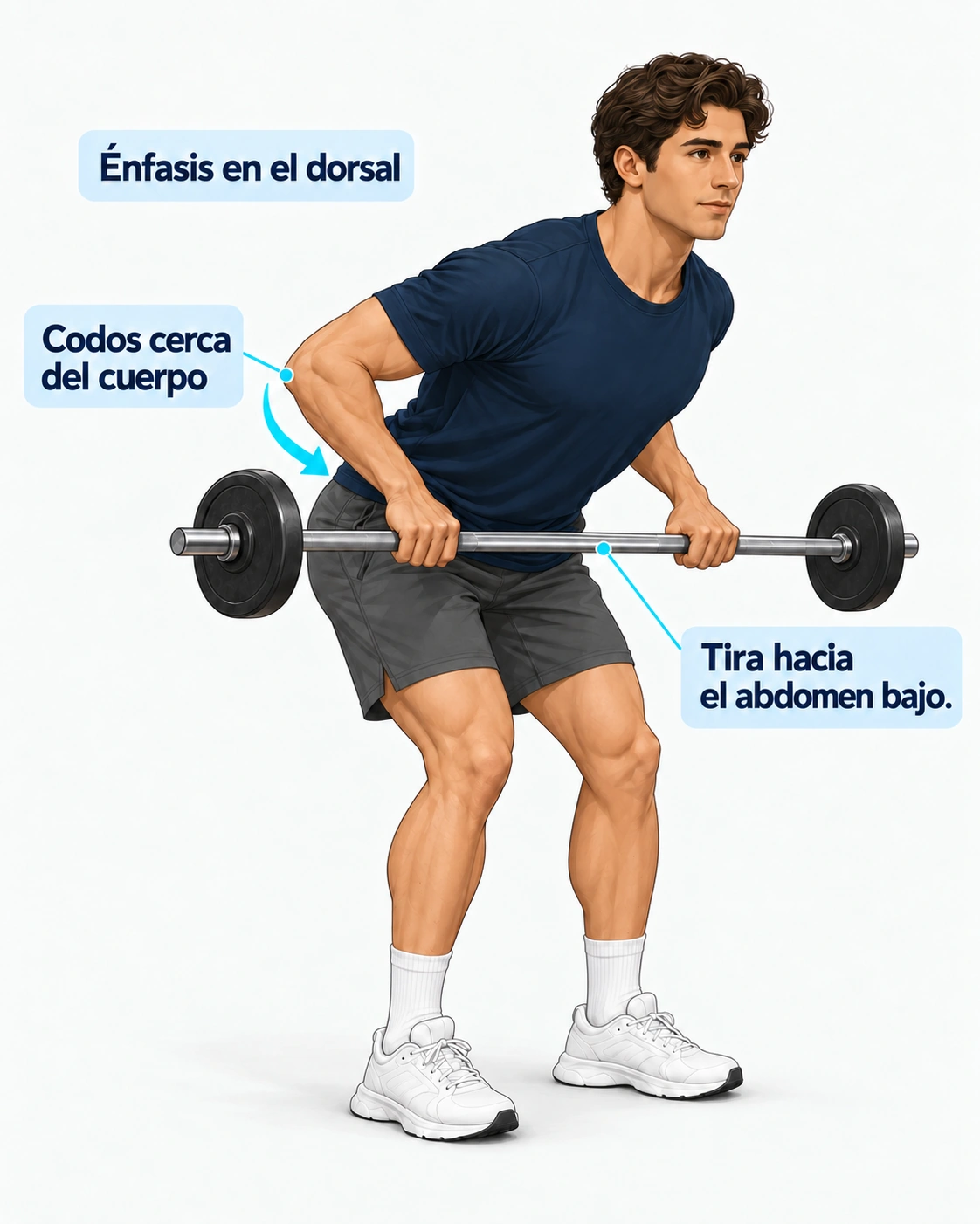 Relacionar codos próximos y tracción hacia la cadera.