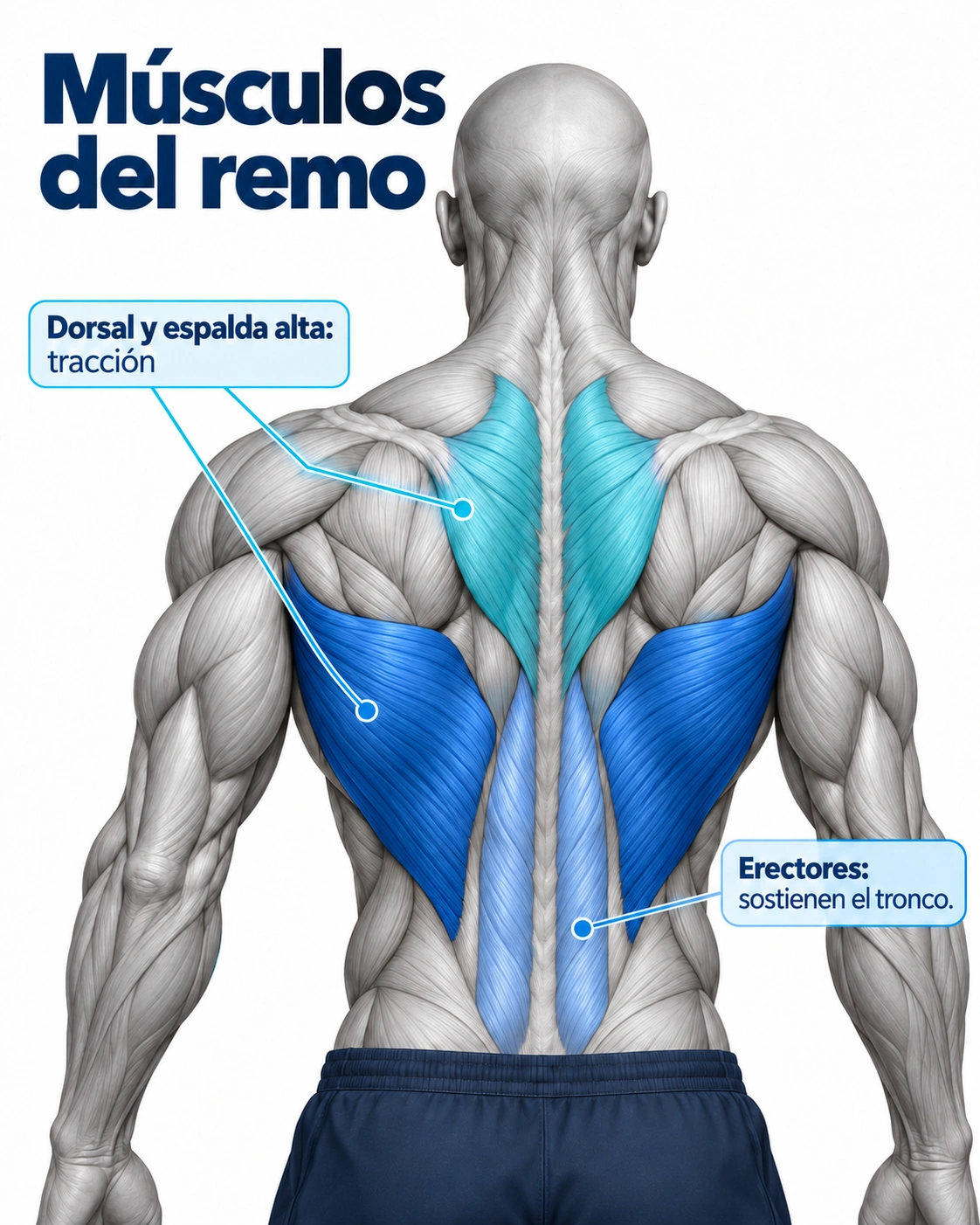 Diferenciar músculos que reman y estabilizan.