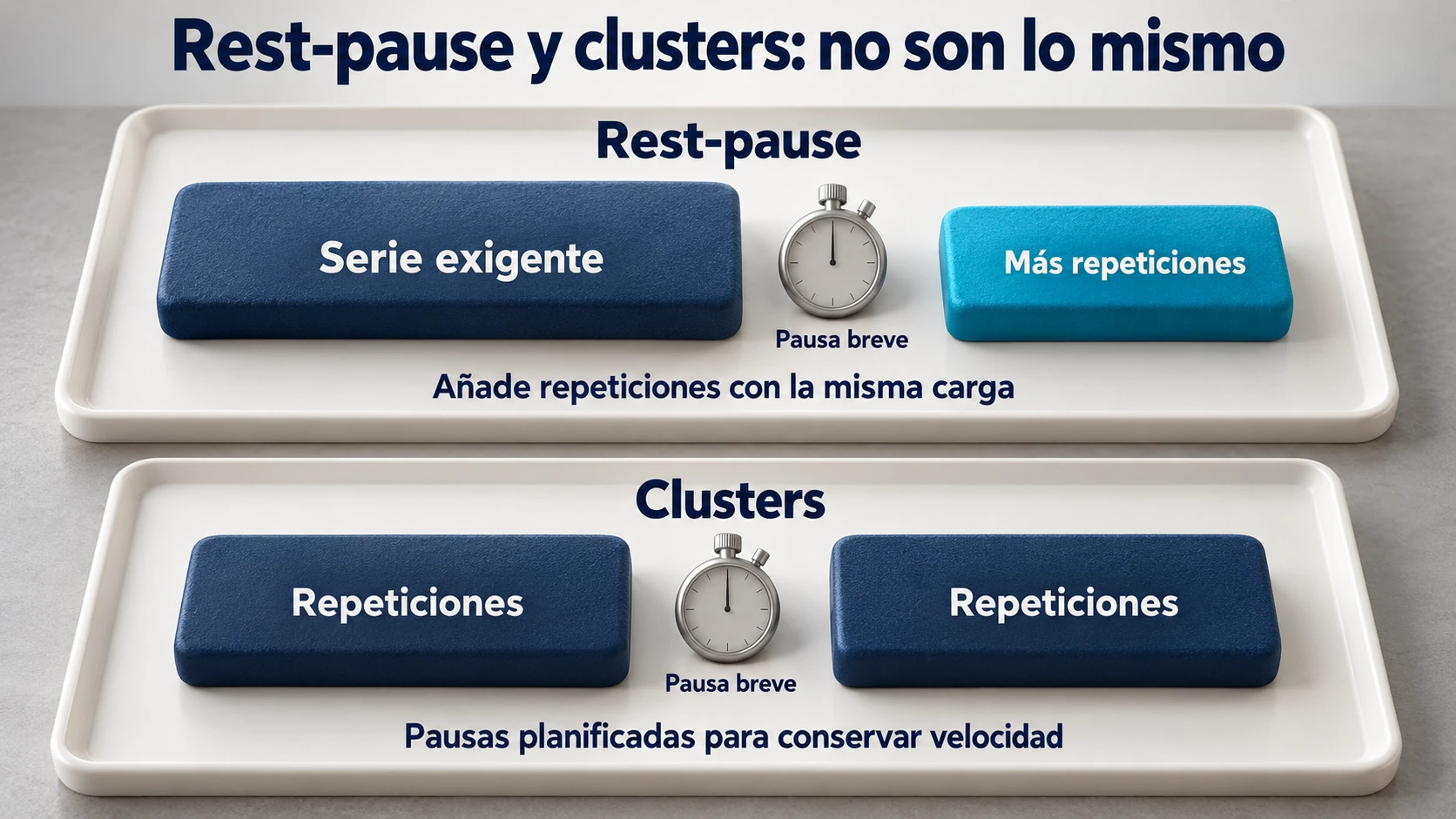 Comparación de la organización y el objetivo de las pausas en rest-pause y clusters.