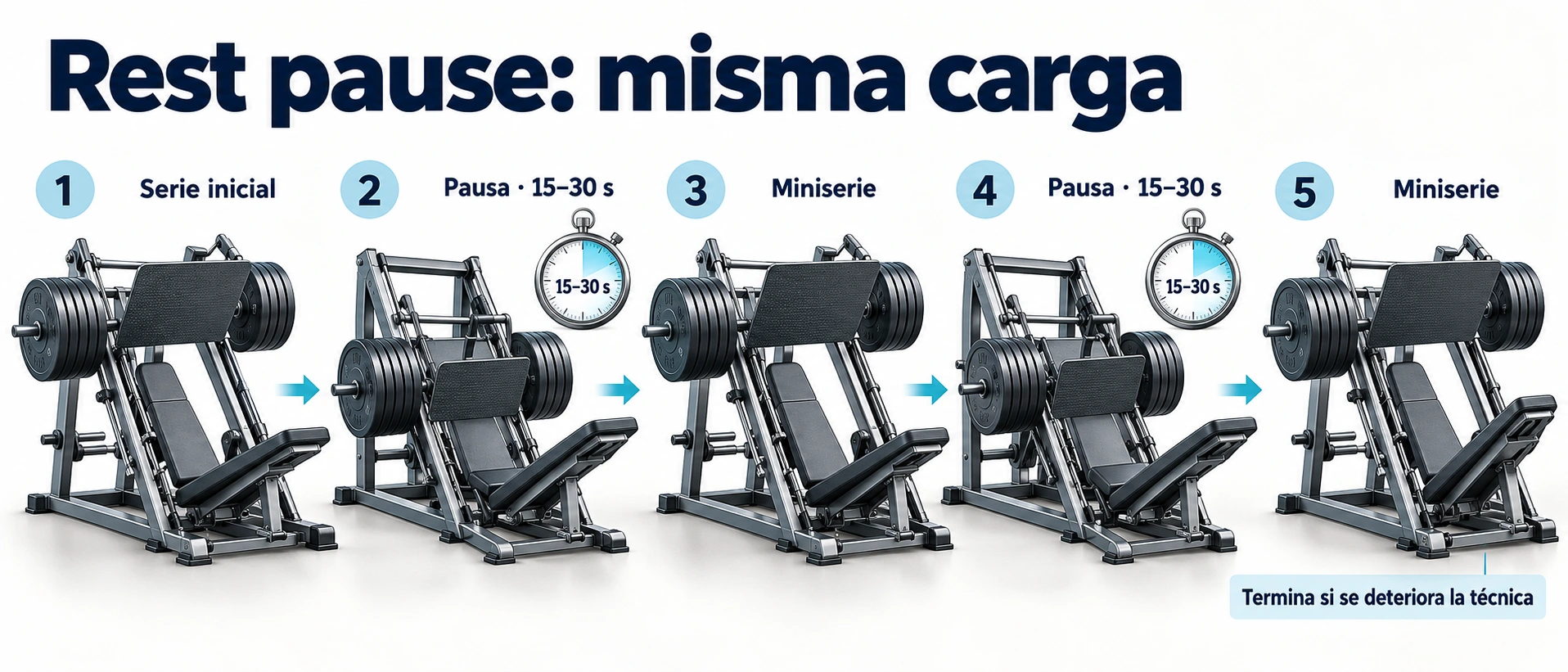El rest pause alterna una serie inicial, pausas breves y miniseries con la misma carga